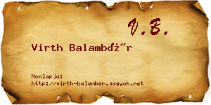 Virth Balambér névjegykártya